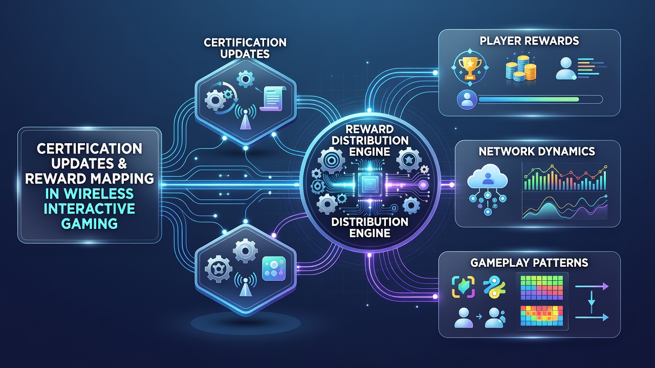 Network analysts reviewing reward distribution maps on wireless gaming servers